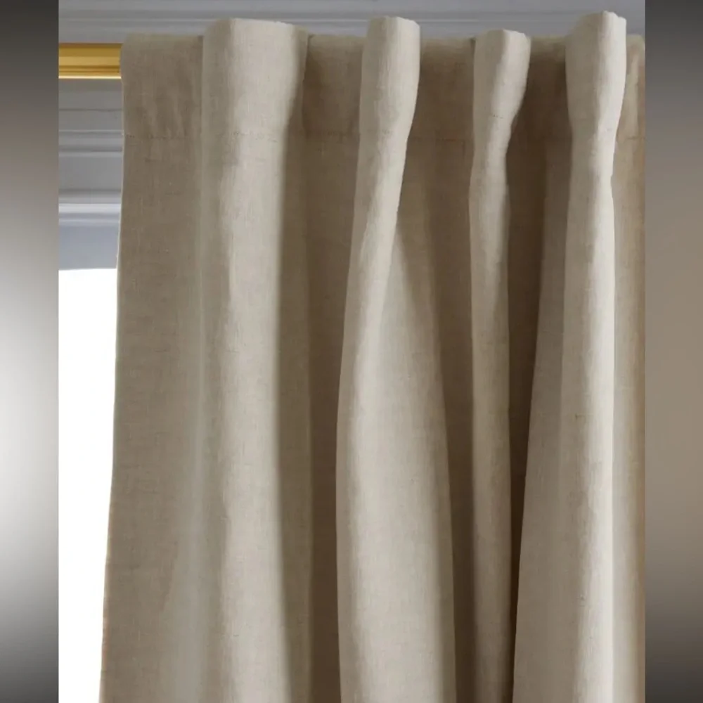 Quince 96x108 European Linen Room Darkening Curtain in Flax